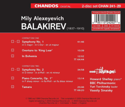 Photo No.2 of Mily Balakirev: Symphonies Nos. 1 & 2, Piano Concerto & other Orchestral Works