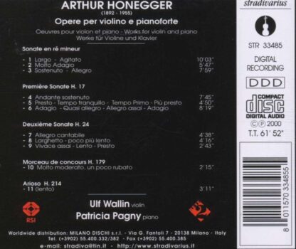 Photo No.2 of Arthur Honegger: Works for violin & piano - Ulf Wallin & Patricia Pagny