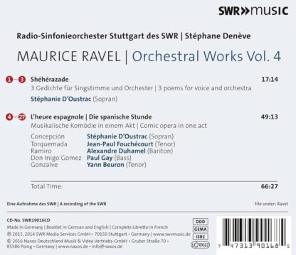 Photo No.2 of Maurice Ravel: Complete Orchestral Works, Vol 4 - L'heure Espagnole