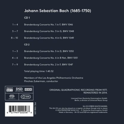 Photo No.2 of J. S. Bach: Brandenburg Concertos Nos. 1-6 - Pinchas Zukerman