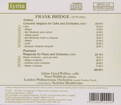Photo No.2 of Frank Bridge: Oration, Phantasm, Rhapsody for Piano & Orchestra, Phantasm- Rhapsody for Piano & Orchestra